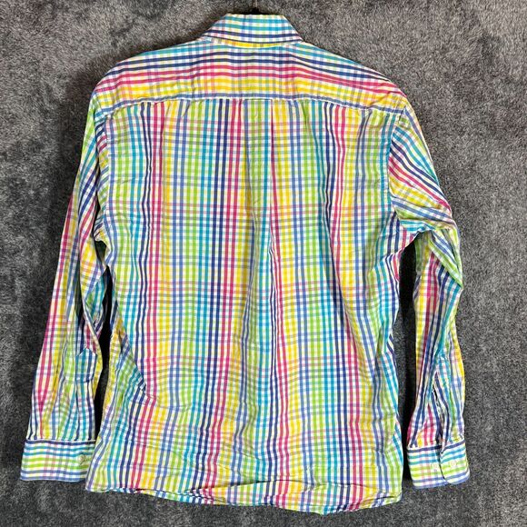 Gitman Bros Shirt Mens Medium Colorful Check Loud Formal Easter Longsleeve - Picture 2 of 7
